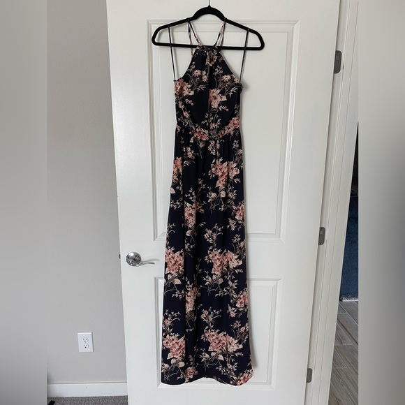 Lulu’s Feel the Music Midnight Blue Floral Print Maxi Dress Size Small NWOT - Picture 9 of 15